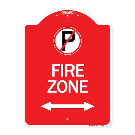 Signmission No Parking and Arrow Pointing Left and Right, Red & White Aluminum Sign, 18" x 24", RW-1824-24656 A-DES-RW-1824-24656